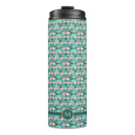 Rosa Türkis Gold Muster Elegant Personalisiert Thermosbecher