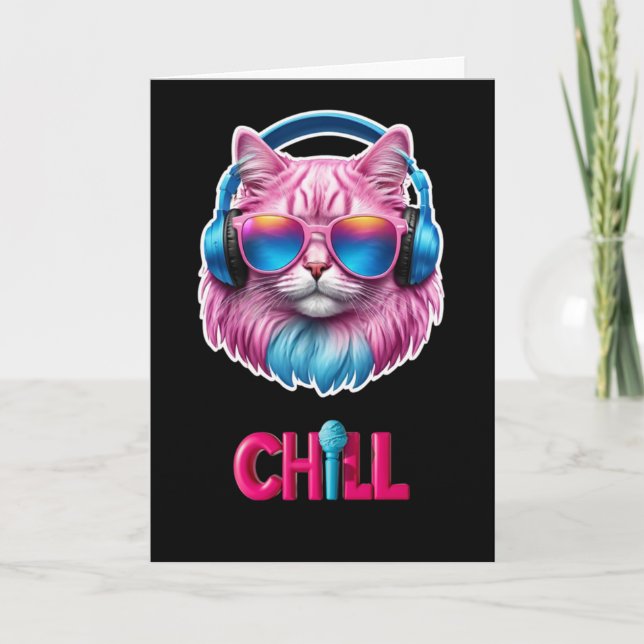 Rosa-Türkis-Jammin-Katze Karte (Vorderseite)