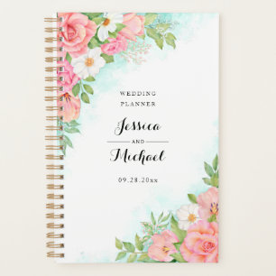 Rosa Türkis Ombre Floral Bouquet Rose Hochzeit Planer