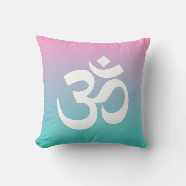Rosa Türkis Ombre Om Symbol Kissen (Vorderseite)