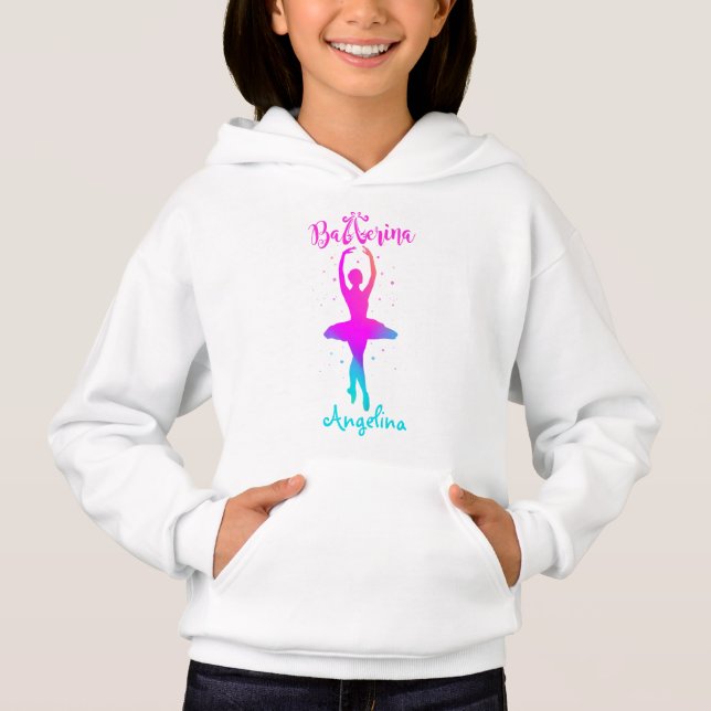 Rosa Türkis Personalisiert Ballerina Hoodie (Vorderseite)