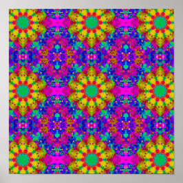 Rosa Türkis und gelbes Retro-Muster Poster