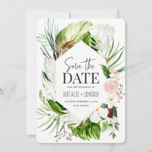 Rosa, Türkis und Orchidee tropisches Floral Save The Date
