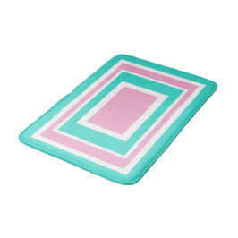Rosa Türkis Weiße Geometrie Badematte