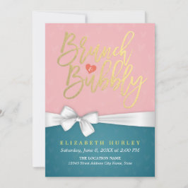 Rosa türkisfarbene Brunch Bubbly Brautparty Einlad Einladung
