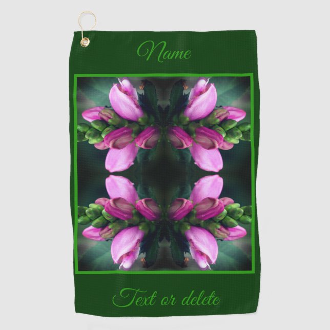 Rosa Turtlehead-Blume Abstrakt Personalisiert Golfhandtuch (Vorderseite)