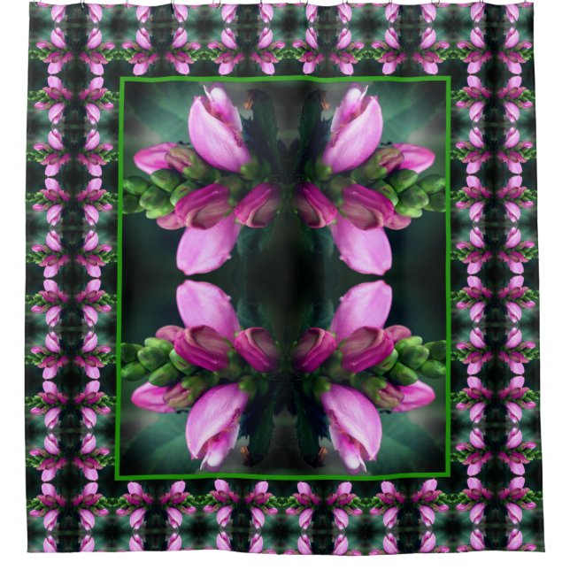 Rosa Turtlehead-Blume Nah Abstrakt Duschvorhang (Vorderseite)