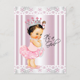 Rosa Tutu Ballerina Perlen und Spitze Baby Shower Einladung