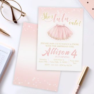 Rosa Tutu Einladung zum Geburtstag Ballerina
