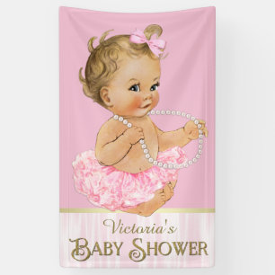 Rosa Tutu Perl-Mädchen-Baby-Party Banner