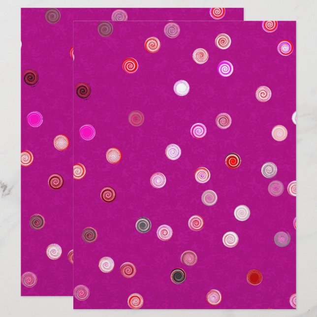 Rosa Twist-Polka-Punkt-Spirale 2-seitiges Schrottp (Vorne/Hinten)