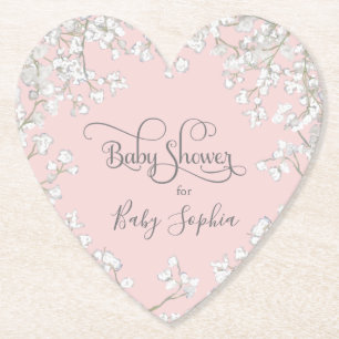 Rosa-Typografie Baby's Breath Florale Babyparty Untersetzer