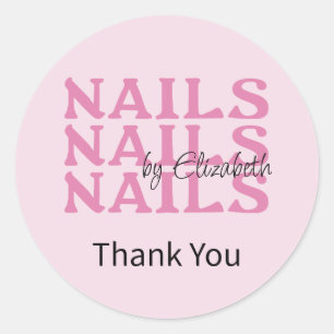 Rosa-Typografie-Nagelsalon-Dankeschön Runder Aufkleber