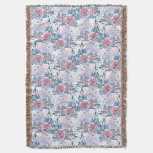 Rosa u. blaues Rosen-Muster Decke
