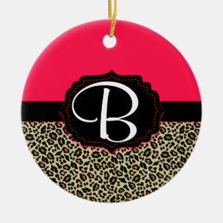 Rosa u. Gepard-Druck-Monogramm-Verzierung Keramik Ornament