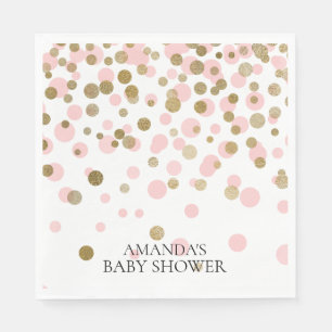 Rosa u. Goldconfetti-Duschen-Papierservietten Serviette