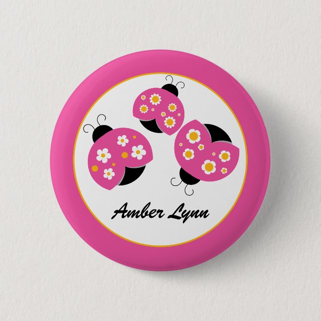 Rosa u. Goldmarienkäfer Button (Vorderseite)