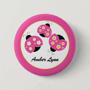 Rosa u. Goldmarienkäfer Button