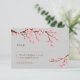 Rosa u. graue Kirschblüten-Frühlings-Hochzeit RSVP Karte (Stehend Vorderseite)