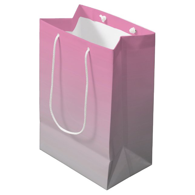 Rosa u. graues Ombre Mittlere Geschenktüte (Vorderseite Schrägansicht)
