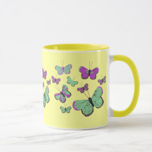 Rosa u. grüne Schmetterlinge Tasse