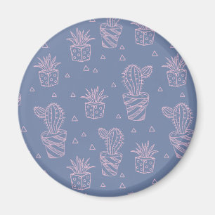 Rosa u. lila Cartoon-Kaktus-Muster Magnet