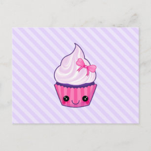Rosa u. lila Kawaii Kuchen-Illustration Postkarte
