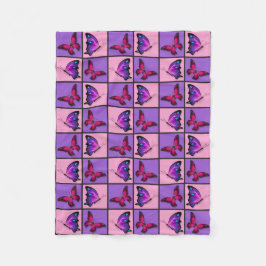 Rosa u. lila Patchwork-Schmetterlinge Fleecedecke