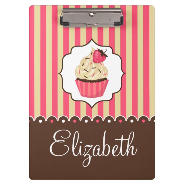 Rosa u. niedlicher kleiner Kuchen Browns mit Klemmbrett (Vorderseite)