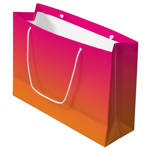 Rosa u. orange Ombre Große Geschenktüte (Vorderseite Schrägansicht)