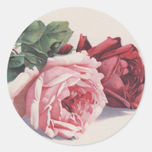 Rosa u. Rote Rosen Catherine Kleins Runder Aufkleber