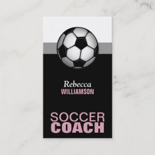 Rosa u. schwarze Fußball-Trainer-Visitenkarten Visitenkarte