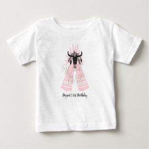 Rosa u. schwarze Tepee-Pfeile Boho schickes wildes Baby T-shirt