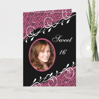 Rosa u. schwarzer Zebra-Bonbon 16 Einladung