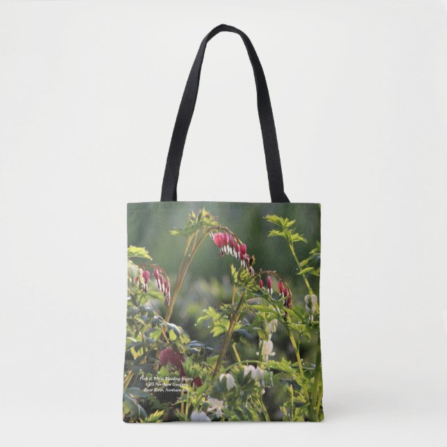Rosa u. weiße blutende Herzen Tasche (Vorderseite)
