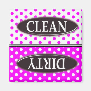 Rosa u. weiße Tupfen CLEAN-DIRTY SPÜLMASCHINE MA Magnet