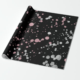 Rosa u. weißer Farben-Spritzer Geschenkpapier
