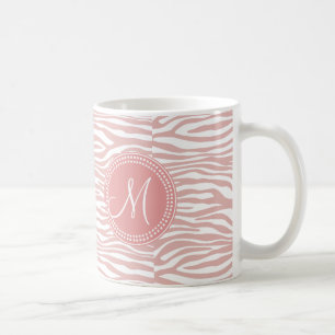 Rosa u. weißes Zebra-Muster Kaffeetasse