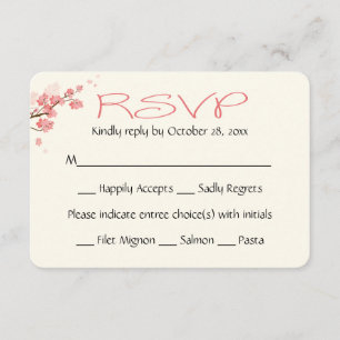 Rosa UAWG Kirschblüten Blume Hochzeit RSVP Karte