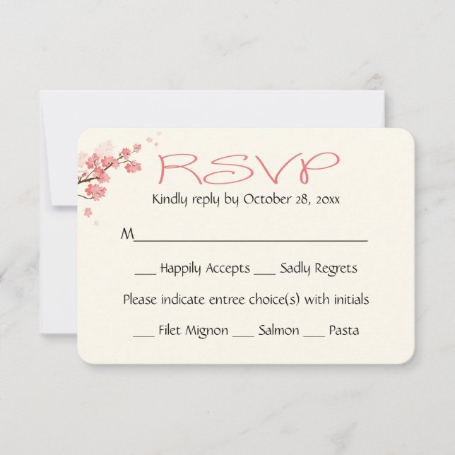Rosa UAWG Kirsche Blüten Blume Hochzeit RSVP Karte (Vorderseite)