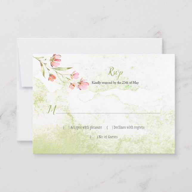 Rosa UAWG mit Blumen und grünem Wasser RSVP Karte (Vorderseite)