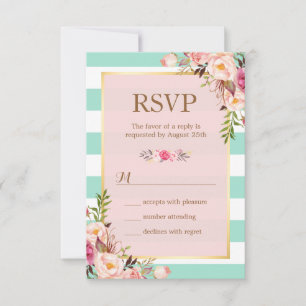 Rosa UAWG mit grünem, blühenden Minze RSVP Karte