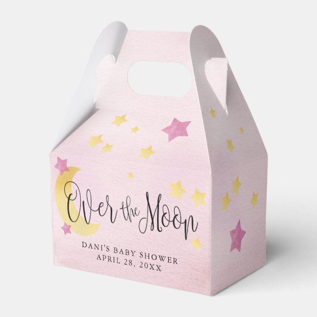 Rosa über dem Mond, Babyduschenmoon-Sterne Geschenkschachtel (Vorderseite)
