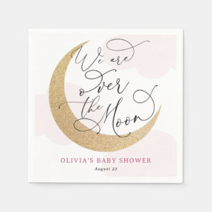 Rosa über der Mond Babydusche Serviette