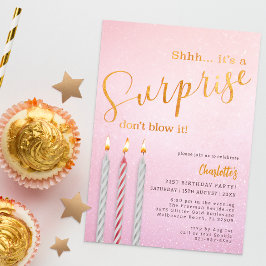 Rosa Überraschung Geburtstagseinladung - Glitzer C Einladung