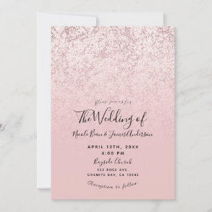 Rosa Überzug Rose Gold Glitter Marmor Glamour Hoch Einladung