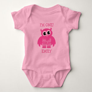 Rosa Uhu 1. Geburtstag Jumpsuit für Baby Strampler