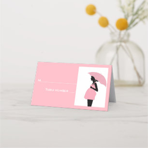 Rosa Umbrella Polka Dots Baby Showcard Platzkarte