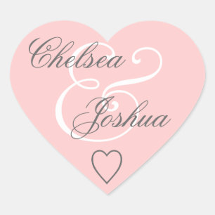 Rosa Umschlag Aufkleber Wedding Heart V07