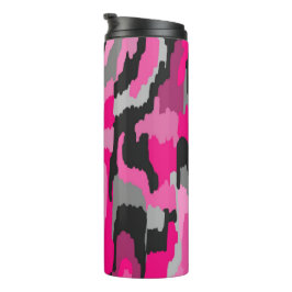 Rosa und Abstrakte Schwarzweißdruckleder Thermosbecher